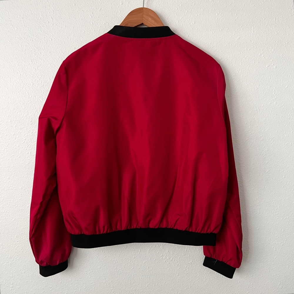 Women’s Red Windbreaker Bomber Jacket Size Medium - Picture 2 of 5